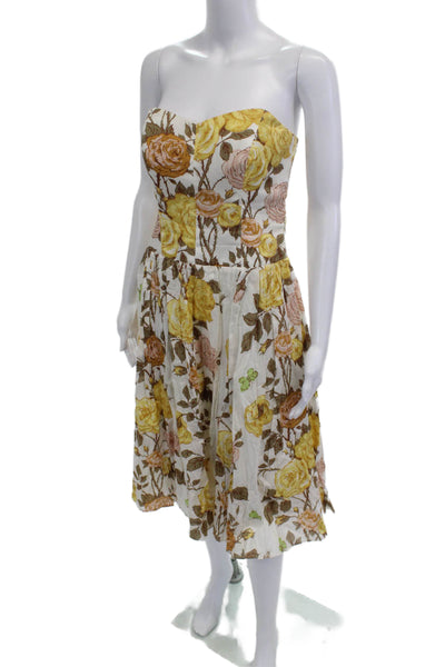 Nicole Miller Collection Women Fit & Flare Floral White Sleeveless Dress Size 6