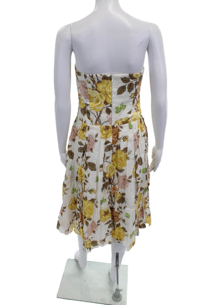 Nicole Miller Collection Women Fit & Flare Floral White Sleeveless Dress Size 6