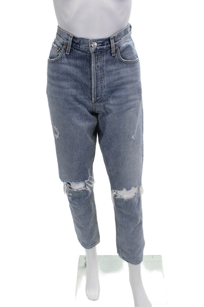 Agolde Womens Cropped Mom High Rise Blue Jeans Size 27