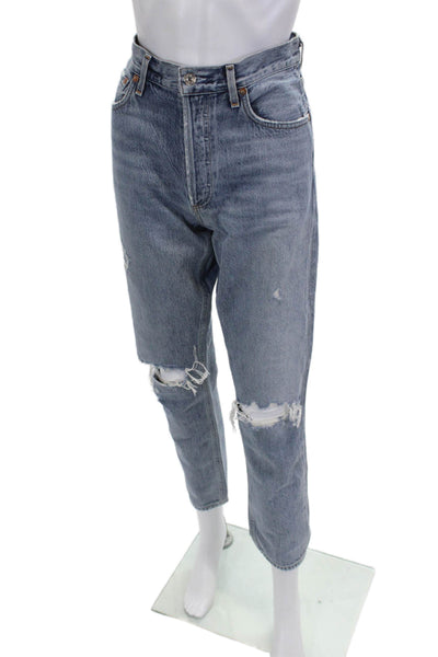 Agolde Womens Cropped Mom High Rise Blue Jeans Size 27