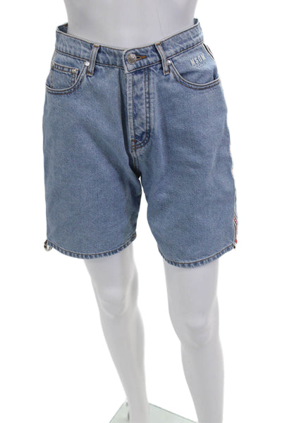 MSGM Mens Bermuda Shorts Blue 100% Cotton Solid Spring 90s Size 38