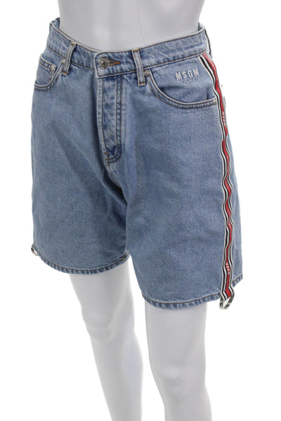 MSGM Mens Bermuda Shorts Blue 100% Cotton Solid Spring 90s Size 38