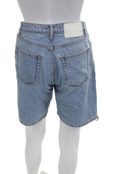 MSGM Mens Bermuda Shorts Blue 100% Cotton Solid Spring 90s Size 38