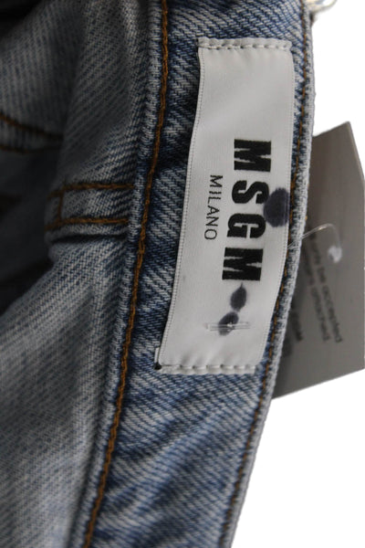 MSGM Mens Bermuda Shorts Blue 100% Cotton Solid Spring 90s Size 38