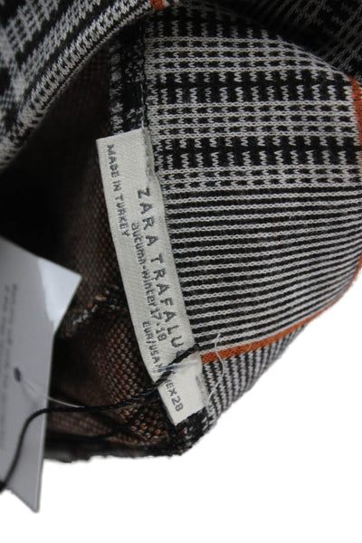Zara Trafaluc Women Black Plaid Straight Pencil Midi Skirt Size M