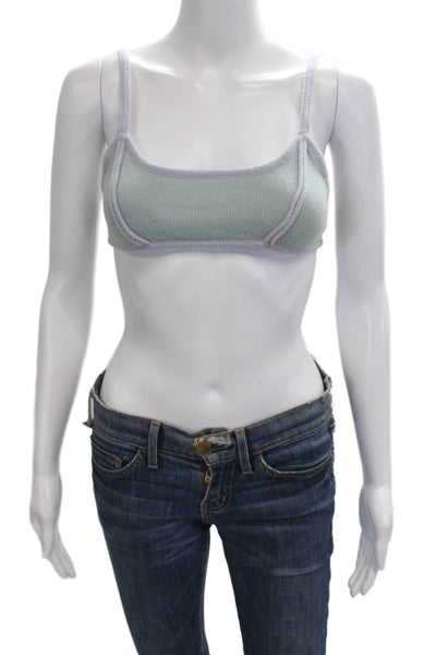 Guizio Womens Green Spaghetti Strap Round Neck Crop Top Size S