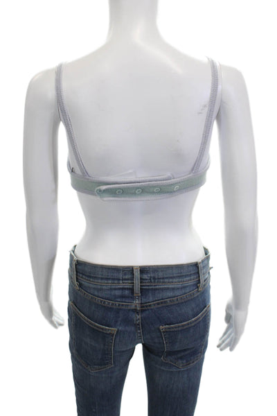 Guizio Womens Green Spaghetti Strap Round Neck Crop Top Size S