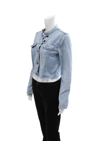 BCBGeneration Womens Light Blue Cotton Mock Neck Button Jacket Size XS