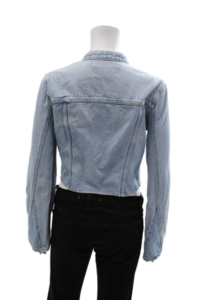 BCBGeneration Womens Light Blue Cotton Mock Neck Button Jacket Size XS