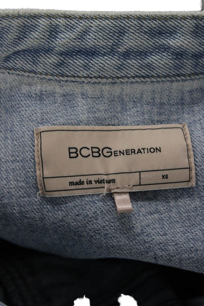 BCBGeneration Womens Light Blue Cotton Mock Neck Button Jacket Size XS