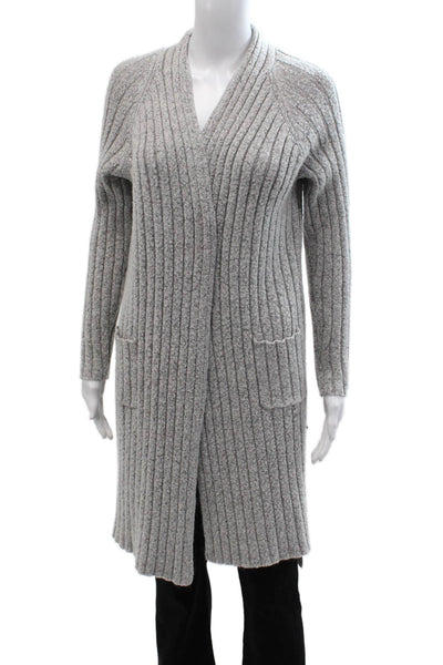 Atmosphere Unisex Cardigan Gray Striped V-Neck Wool Blend Long Sleeve Size M