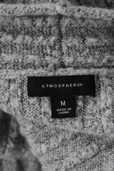Atmosphere Unisex Cardigan Gray Striped V-Neck Wool Blend Long Sleeve Size M