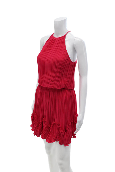 Halston Heritage Womens Red Blouson Knee Length Dress Sleeveless Size 0