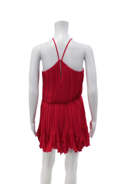 Halston Heritage Womens Red Blouson Knee Length Dress Sleeveless Size 0