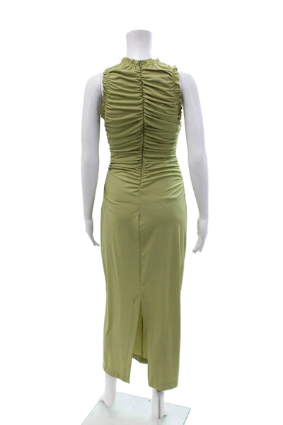 Zara Women Green Bodycon Full-Length Sleeveless V-Neck Dress Size S