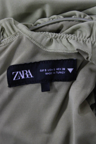 Zara Women Green Bodycon Full-Length Sleeveless V-Neck Dress Size S