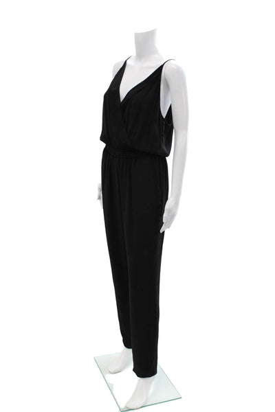 Aqua Womens V-Neck Sleeveless Black Jumpsuit 100% Polyester Size S