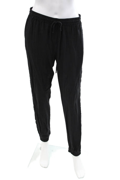 Aqua Womens Black Jogger Pants Drawstring Rayon Spandex Boho Size S