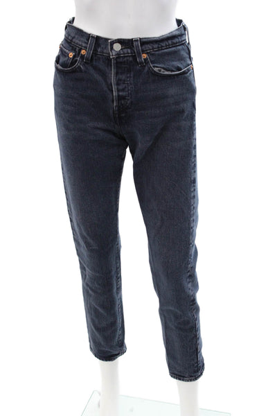 Levis Womens Ankle Cropped Dark Blue Jeans Mid Rise Size 25