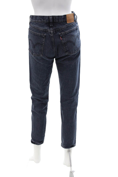 Levis Womens Ankle Cropped Dark Blue Jeans Mid Rise Size 25