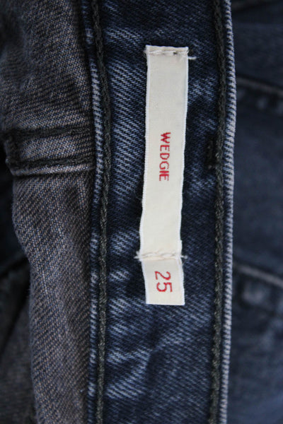 Levis Womens Ankle Cropped Dark Blue Jeans Mid Rise Size 25