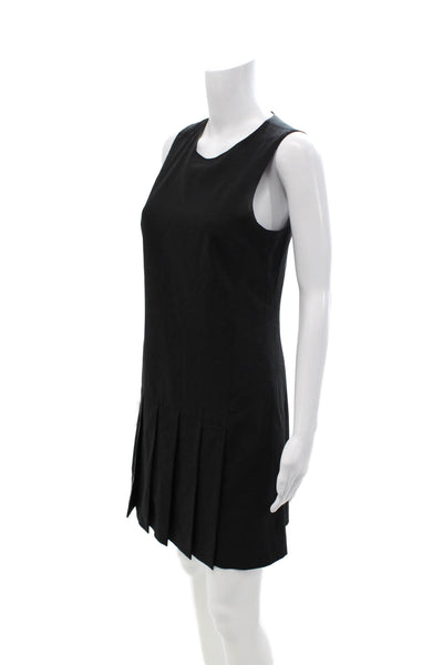 Theory Womens Black Shift Dress Sleeveless Knee Length Zip Polyester Size 4