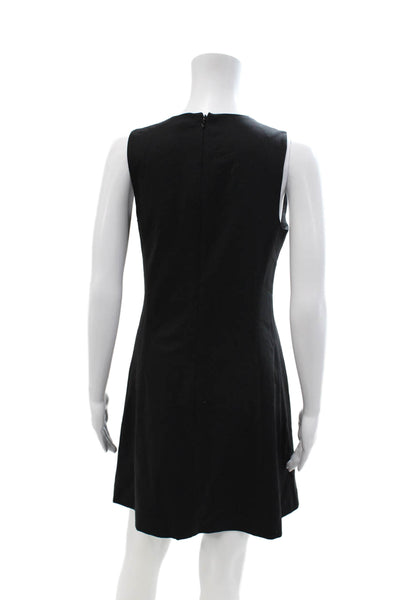 Theory Womens Black Shift Dress Sleeveless Knee Length Zip Polyester Size 4