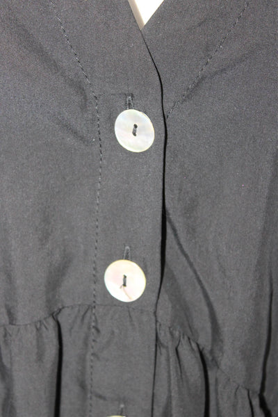 Zara Women V-Neck Tunic Black 3/4 Sleeve Lyocell Polyester Size S