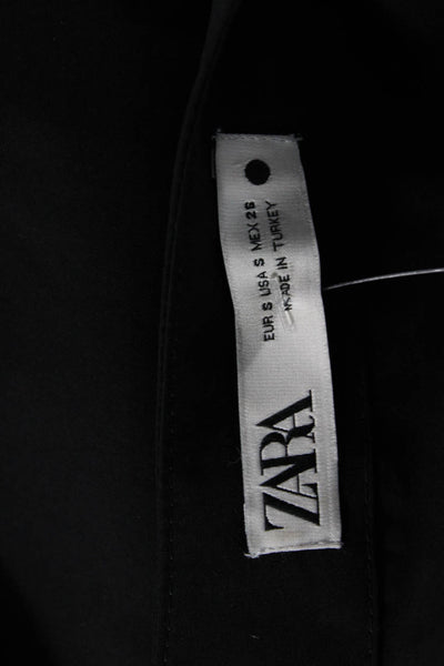 Zara Women V-Neck Tunic Black 3/4 Sleeve Lyocell Polyester Size S