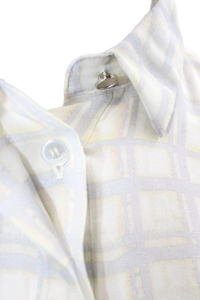 Jason Wu Women Silk Sleeveless Collared Checked Button Up Blouse Size 6