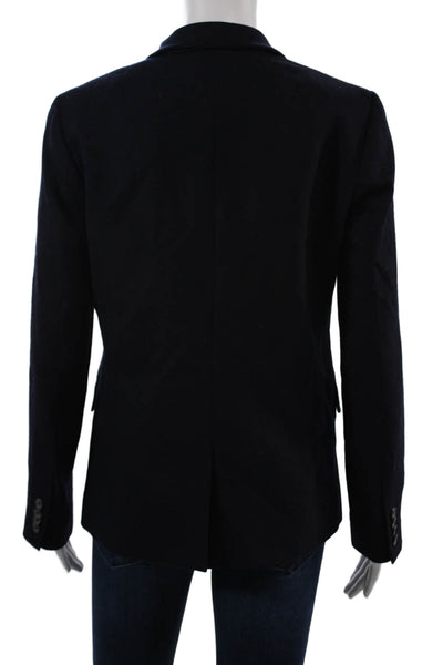 J Crew Womens Dark Blue V Neck Button Long Sleeve Blazer Size 4