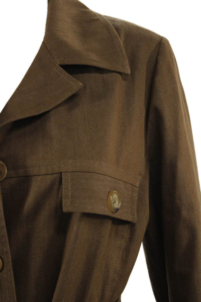 Shannon Mclean Womens Trench Coat Brown Button Collared Polyester Fall Size S