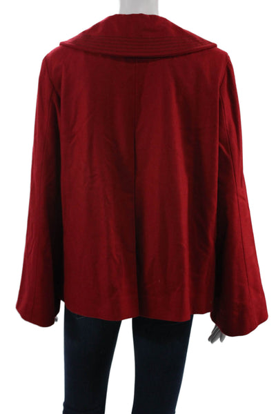 Shannon Mclean Women Red Wool Blend Pea Coat Collared Button Long Sleeve Size S