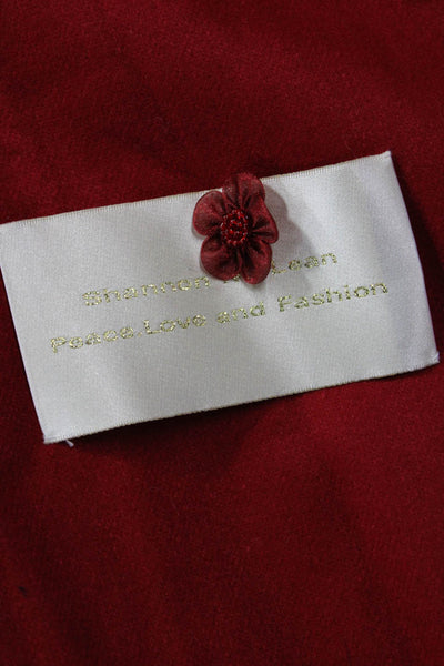 Shannon Mclean Women Red Wool Blend Pea Coat Collared Button Long Sleeve Size S