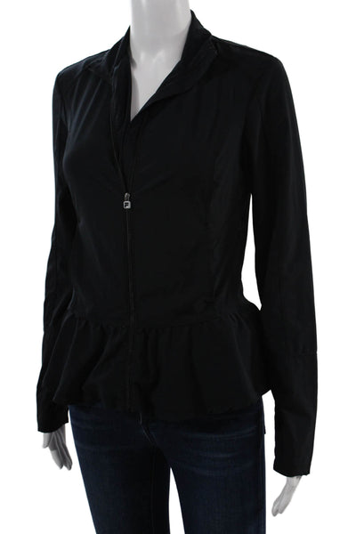 Fila Womens Designer Windbreaker Black Zip Mock Neck Long Sleeve Size XS