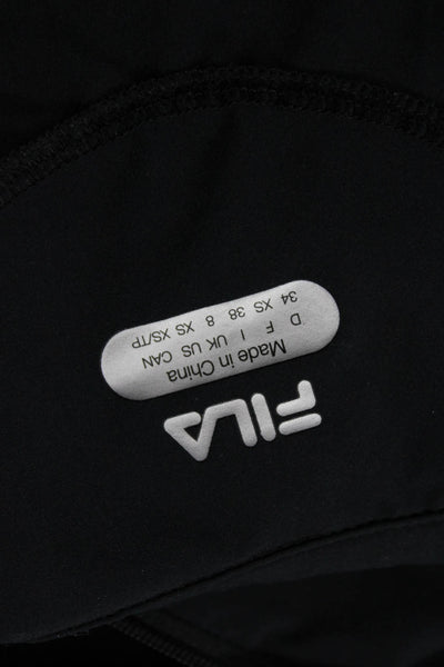 Fila Womens Designer Windbreaker Black Zip Mock Neck Long Sleeve Size XS