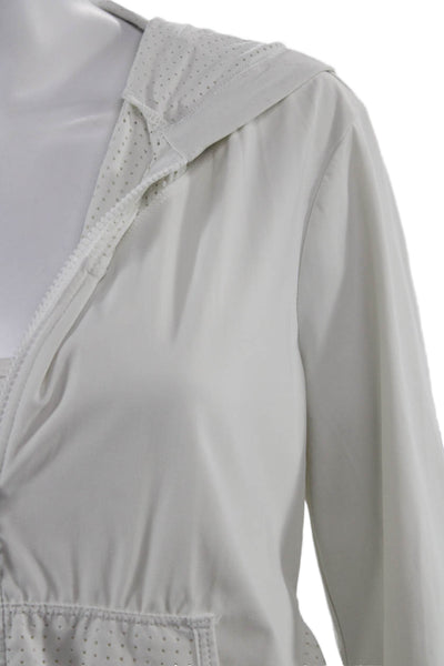 Trina Turk Womens Full-zip Hoodie Polka Dot White Size S