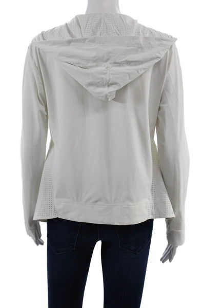 Trina Turk Womens Full-zip Hoodie Polka Dot White Size S