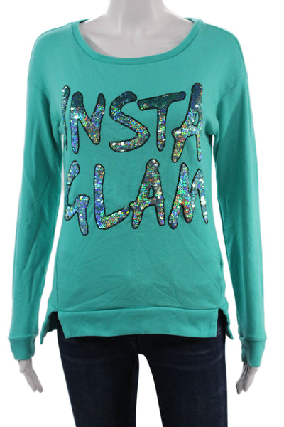 Juicy Couture Womens Pullover Sweatshirts Green Graphic Size XS