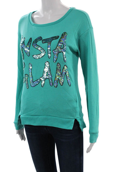 Juicy Couture Womens Pullover Sweatshirts Green Graphic Size XS