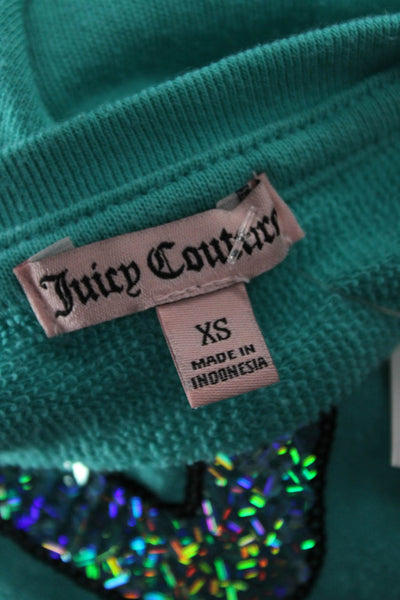 Juicy Couture Womens Pullover Sweatshirts Green Graphic Size XS