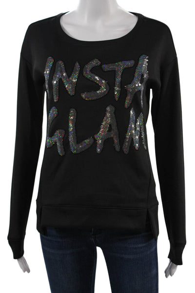 Juicy Couture Womens Pullover Sweatshirts Black Long Sleeve Round Neck Size XS