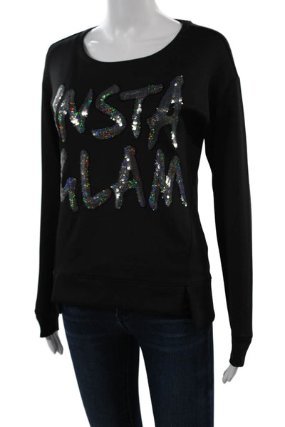 Juicy Couture Womens Pullover Sweatshirts Black Long Sleeve Round Neck Size XS