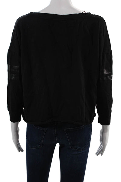 Juicy Couture Women Pullover Sweatshirt Black Round Neck 3/4 Sleeve Size S