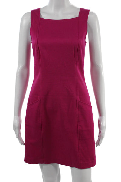 Theory Women Sheath Tank Dress Pink Square Neck Sleeveless Short Zip Size 2