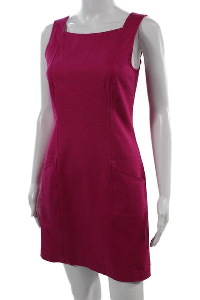 Theory Women Sheath Tank Dress Pink Square Neck Sleeveless Short Zip Size 2