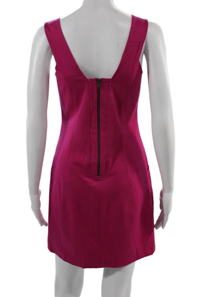 Theory Women Sheath Tank Dress Pink Square Neck Sleeveless Short Zip Size 2