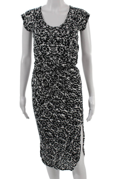 Joes Womens T-Shirt Dress Black Geometric Midi Short Sleeve Size S