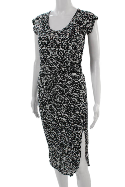 Joes Womens T-Shirt Dress Black Geometric Midi Short Sleeve Size S