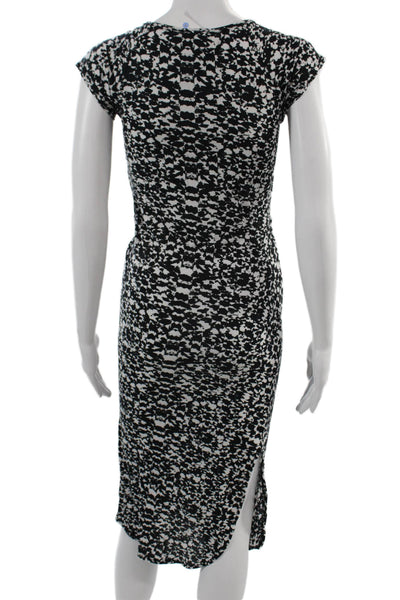 Joes Womens T-Shirt Dress Black Geometric Midi Short Sleeve Size S